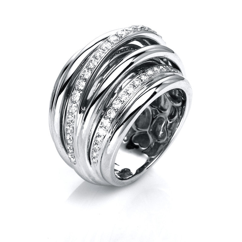 Ring    aus 750/-18 Karat Weißgold mit 60 Diamanten 0
