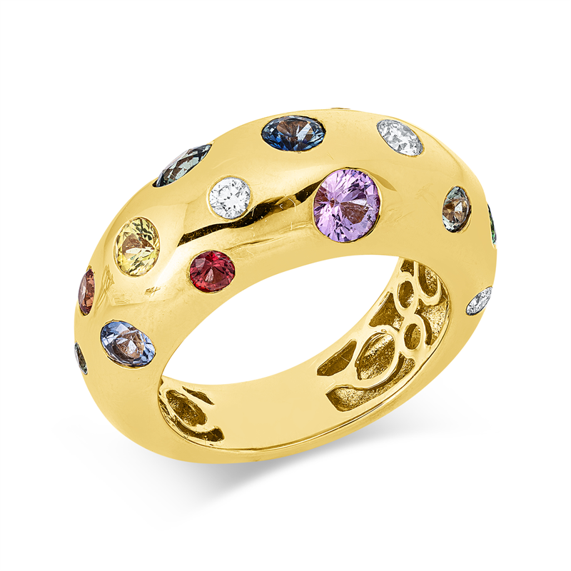 Ring mit Saphir  aus 750/-18 Karat Gelbgold mit 4 Diamanten 0