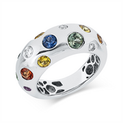 Ring mit Saphir  aus 750/-18 Karat Weißgold mit 4 Diamanten 0