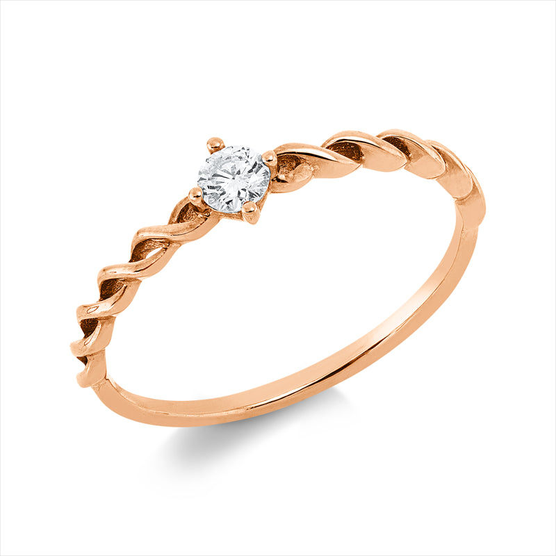 Ring    aus 750/-18 Karat Rotgold mit 1 Diamant 0