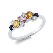 Ring mit Saphir  aus 750/-18 Karat Weißgold mit 4 Diamanten 0