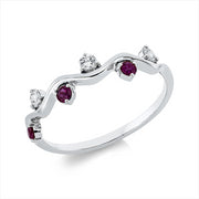Ring mit Rubin  aus 750/-18 Karat Weißgold mit 3 Diamanten 0