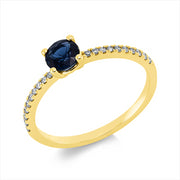 Ring mit Saphir  aus 750/-18 Karat Gelbgold mit 20 Diamanten 0