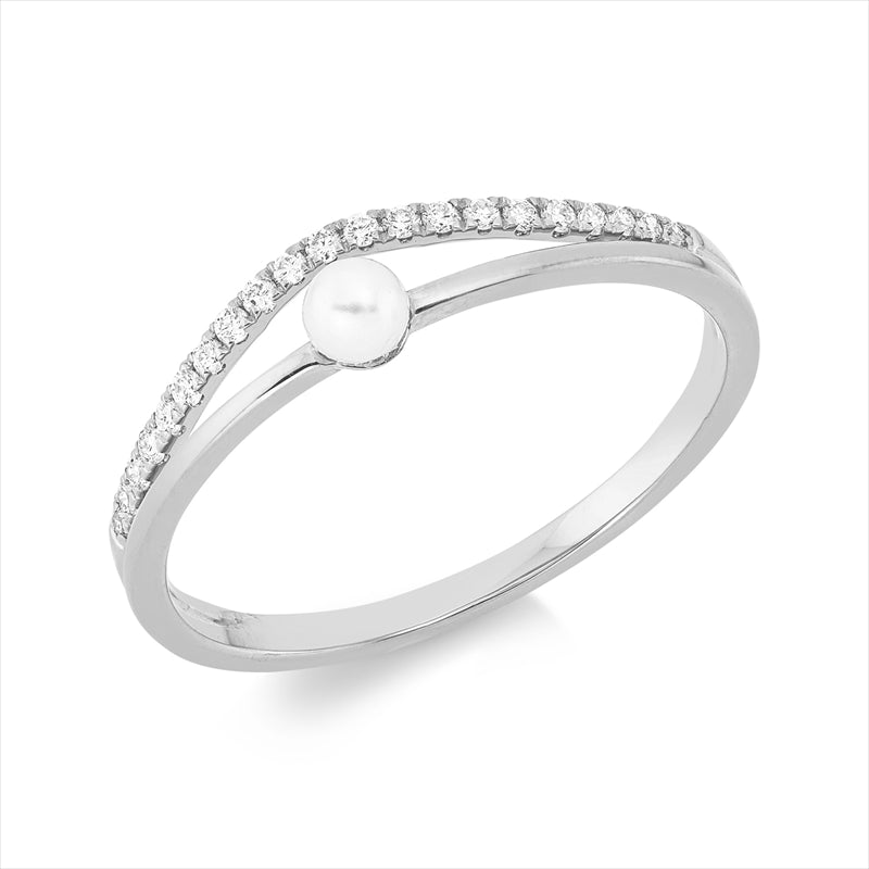 Ring   mit Süßwasserperle aus 750/-18 Karat Weißgold mit 21 Diamanten 0