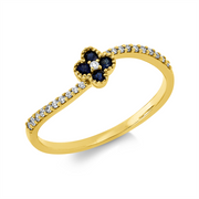 Ring mit Saphir  aus 750/-18 Karat Gelbgold mit 21 Diamanten 0