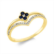 Ring mit Saphir  aus 750/-18 Karat Gelbgold mit 26 Diamanten 0
