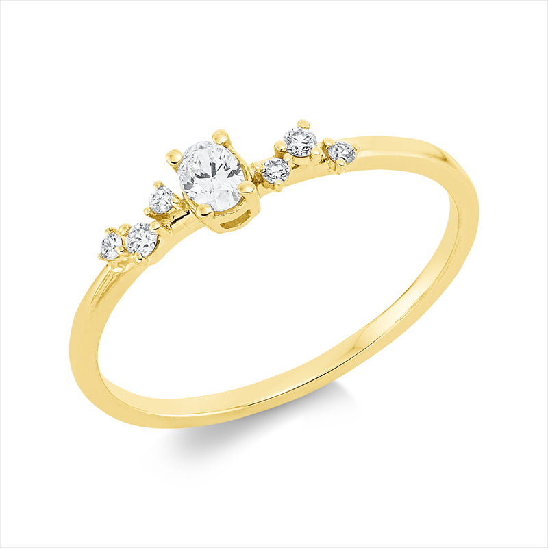 Ring    aus 750/-18 Karat Gelbgold mit 7 Diamanten 0