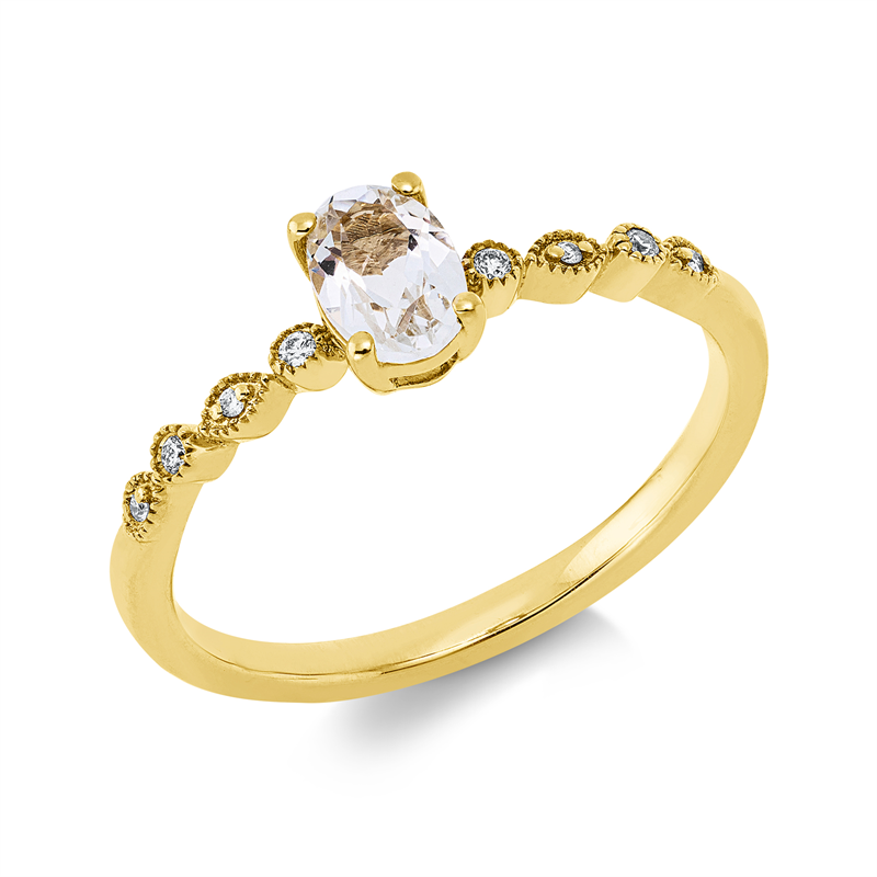 Ring mit Amethyst  aus 750/-18 Karat Gelbgold mit 8 Diamanten 0