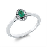 Ring mit Smaragd  aus 750/-18 Karat Weißgold mit 14 Diamanten 0