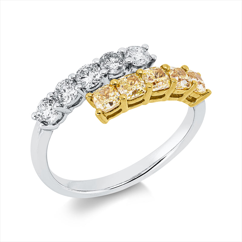 Ring    aus 750/-18 Karat Weißgold / Gelbgold mit 10 Diamanten 1