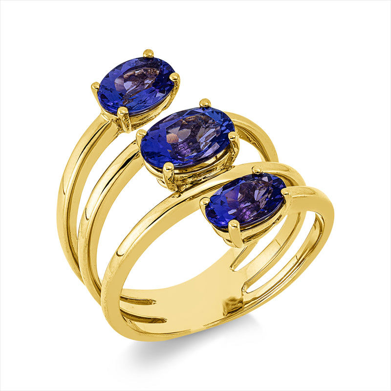 Ring mit Tansanit  aus 750/-18 Karat Gelbgold  