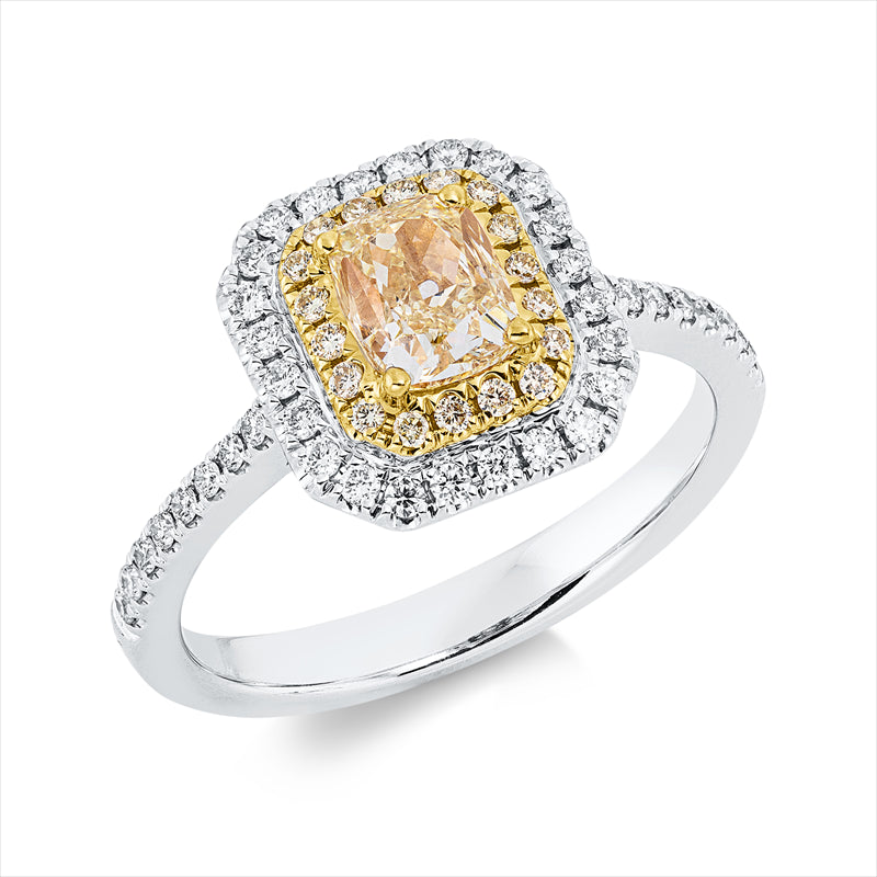 Ring    aus 750/-18 Karat Weißgold / Gelbgold mit 59 Diamanten 1