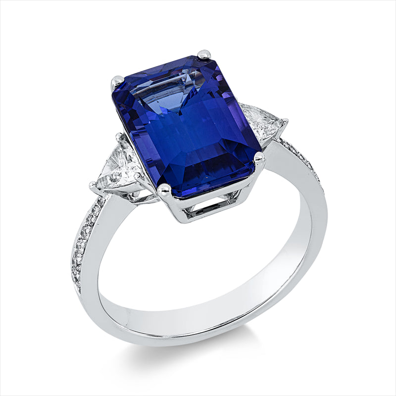 Ring mit Tansanit  aus 750/-18 Karat Weißgold mit 16 Diamanten 0