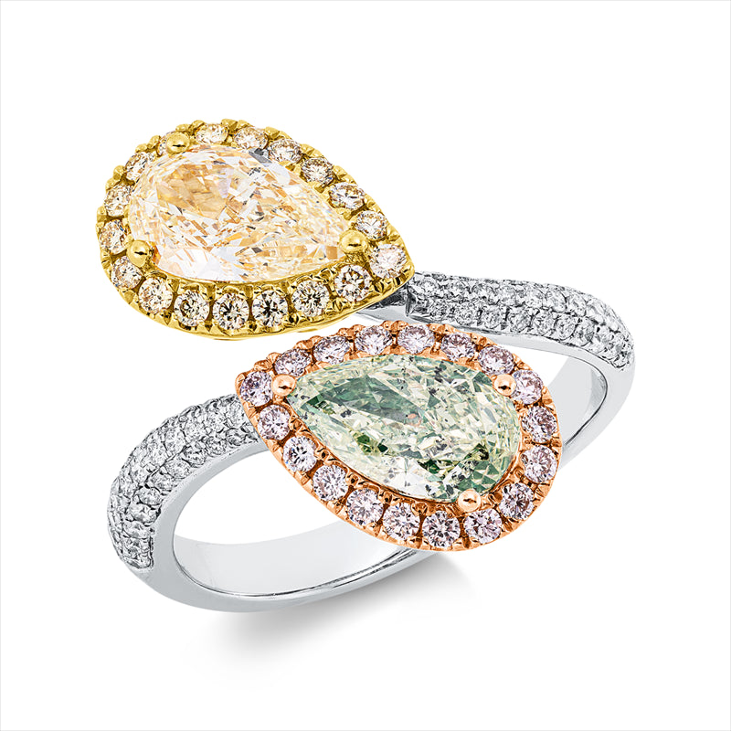 Ring    aus 750/-18 Karat Weißgold / Gelbgold / Rotgold mit 100 Diamanten 2