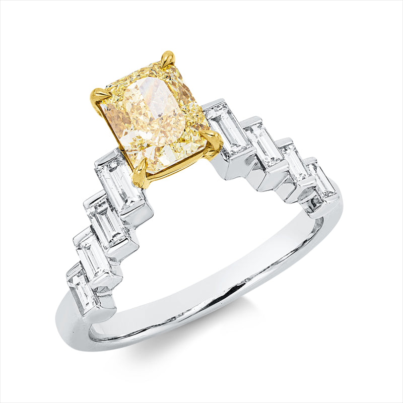 Ring    aus 750/-18 Karat Weißgold / Gelbgold mit 9 Diamanten 1