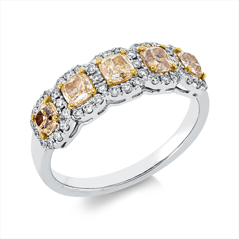 Ring    aus 750/-18 Karat Weißgold / Gelbgold mit 53 Diamanten 1