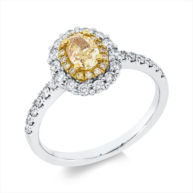 Ring    aus 750/-18 Karat Weißgold / Gelbgold mit 43 Diamanten 1 ct
