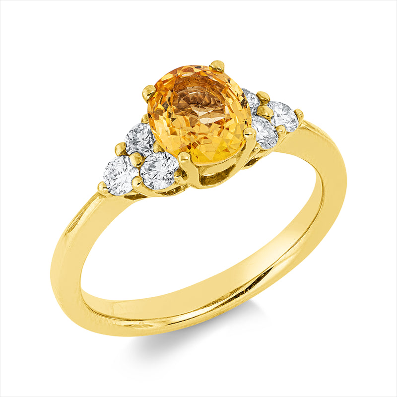 Ring mit Saphir  aus 750/-18 Karat Gelbgold mit 6 Diamanten 0