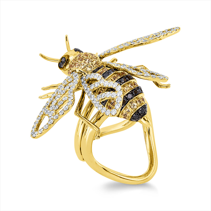 Ring mit Saphir  aus 750/-18 Karat Gelbgold mit 201 Diamanten 2