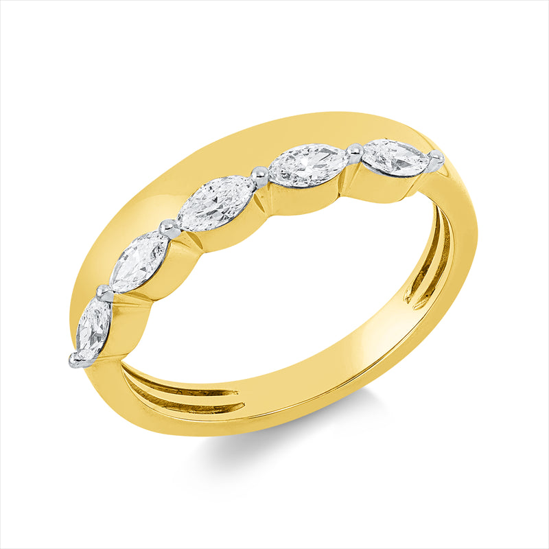 Ring    aus 585/-14 Karat Gelbgold / Weißgold mit 5 Diamanten 0