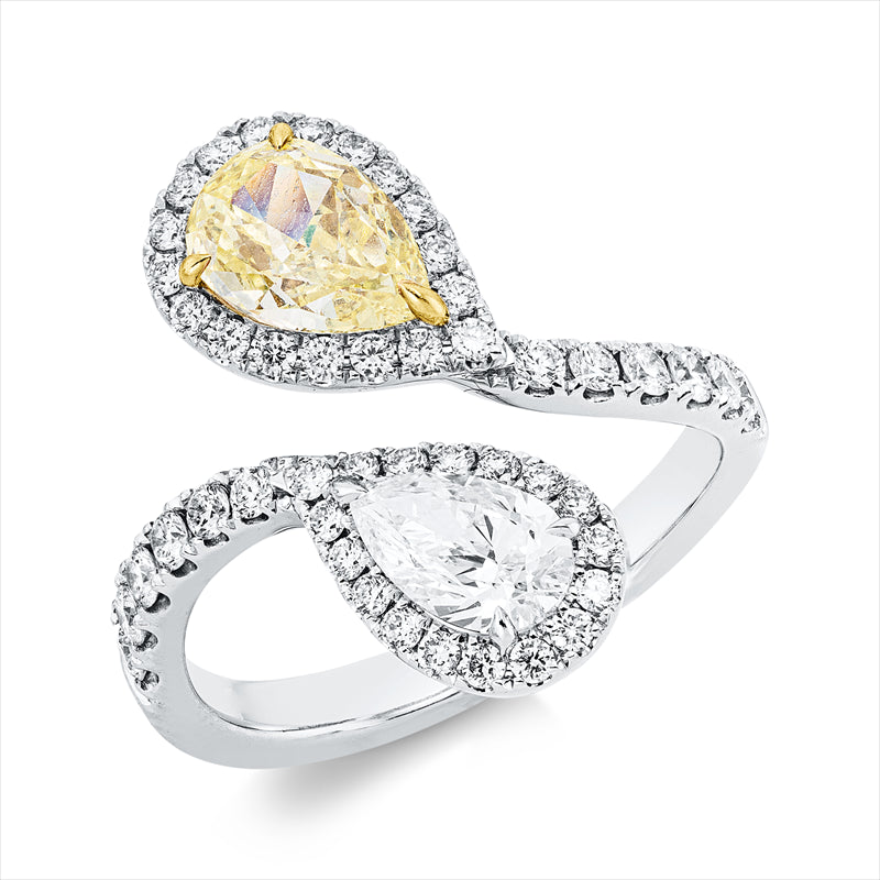 Ring    aus 750/-18 Karat Weißgold / Gelbgold mit 49 Diamanten 1