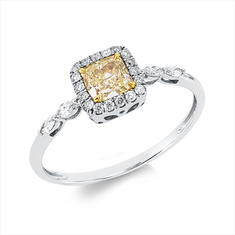 Ring    aus 750/-18 Karat Weißgold / Gelbgold mit 23 Diamanten 0