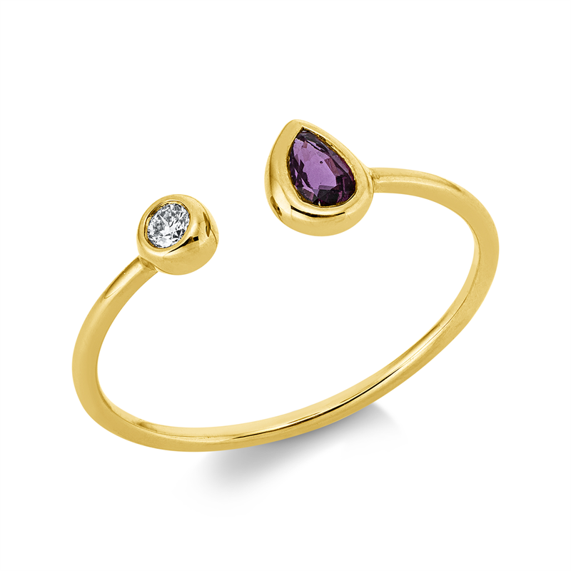 Ring mit Rubin  aus 750/-18 Karat Gelbgold mit 1 Diamant 0