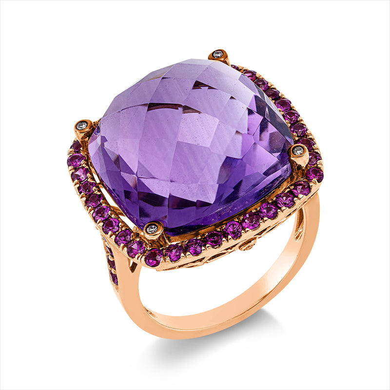 Ring mit Rubin  aus 750/-18 Karat Rotgold mit 6 Diamanten 0