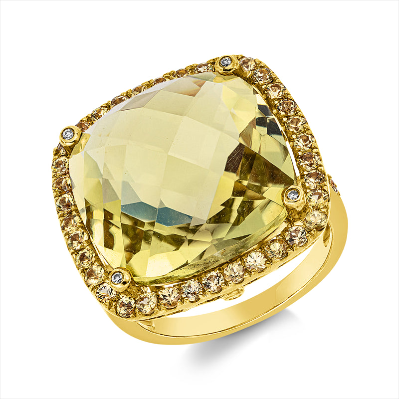 Ring mit Saphir  aus 750/-18 Karat Gelbgold mit 6 Diamanten 0