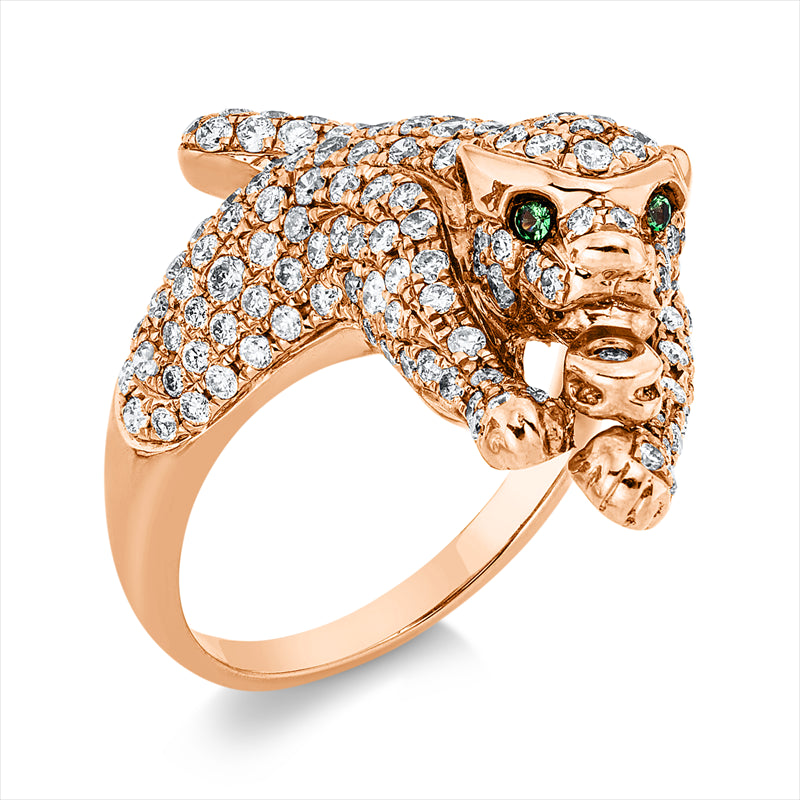 Ring mit Tsavorith  aus 750/-18 Karat Rotgold mit 173 Diamanten 1