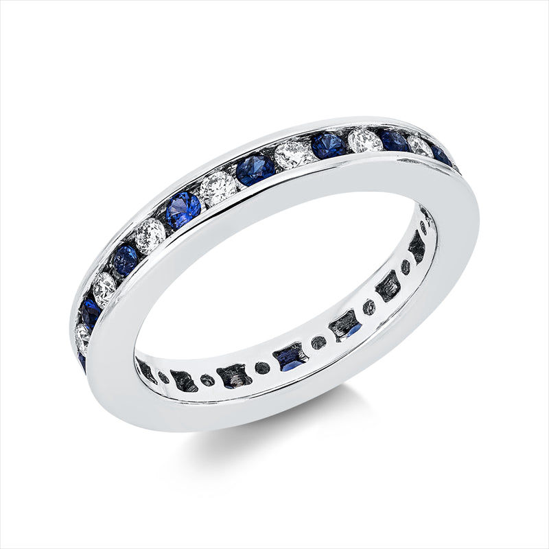 Ring mit Saphir  aus 750/-18 Karat Weißgold mit 16 Diamanten 0