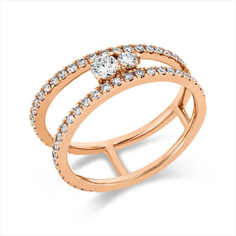 Ring    aus 750/-18 Karat Rotgold mit 59 Diamanten 0