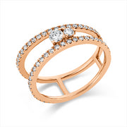 Ring    aus 750/-18 Karat Rotgold mit 59 Diamanten 0