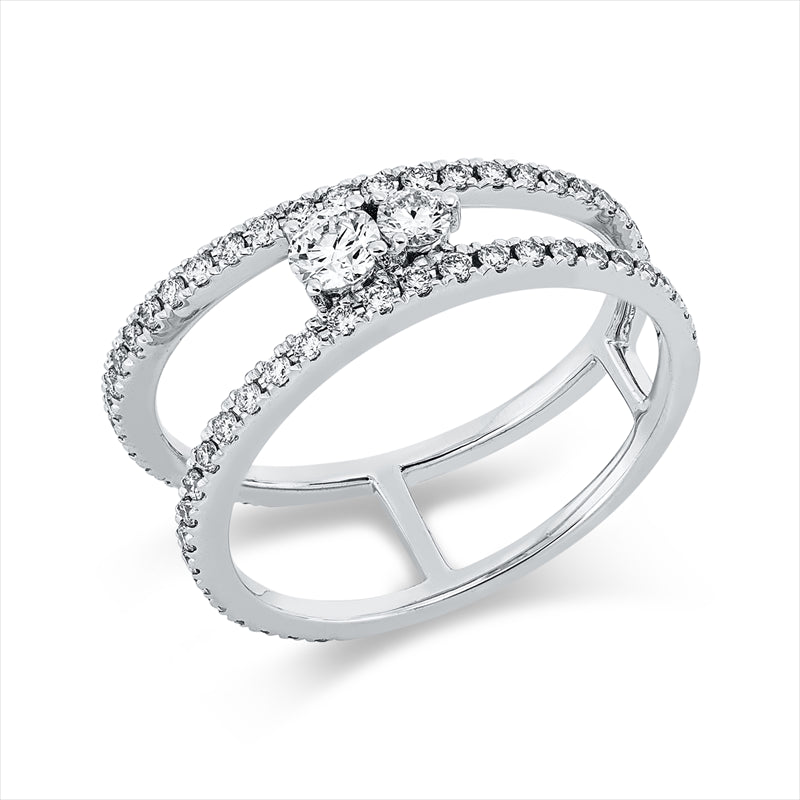 Ring    aus 750/-18 Karat Weißgold mit 59 Diamanten 0