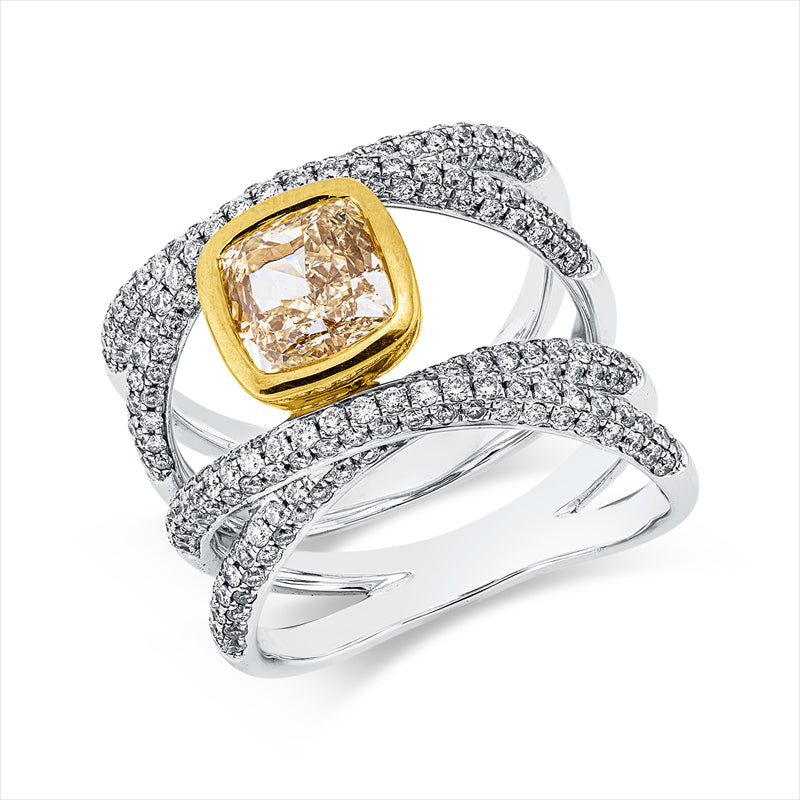 Ring    aus 750/-18 Karat Weißgold / Gelbgold mit 1 Diamant 3