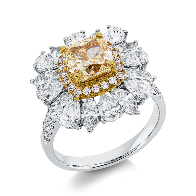 Ring    aus 750/-18 Karat Weißgold / Gelbgold mit 60 Diamanten 5