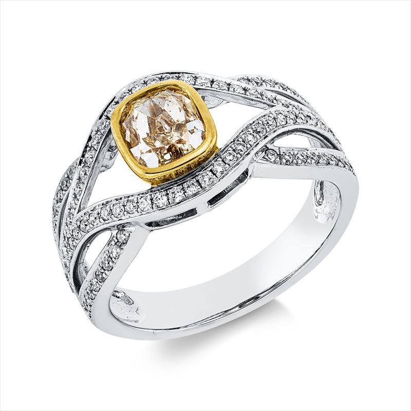 Ring    aus 750/-18 Karat Weißgold / Gelbgold mit 89 Diamanten 1