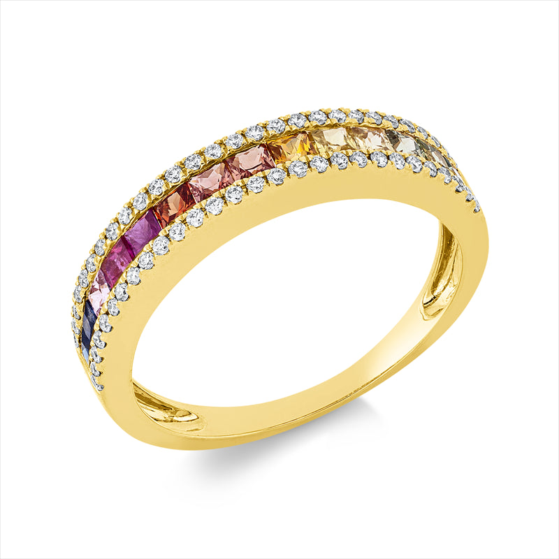 Ring mit Saphir  aus 750/-18 Karat Gelbgold mit 56 Diamanten 0