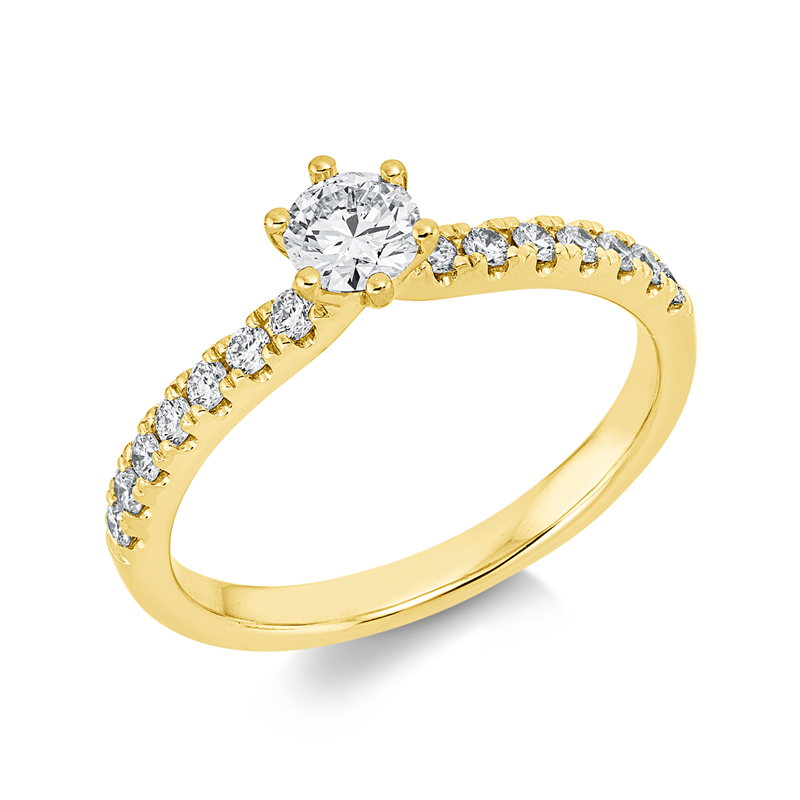 Ring    aus 585/-14 Karat Gelbgold mit 15 Diamanten 0