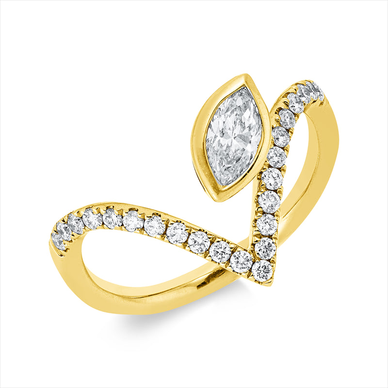 Ring    aus 585/-14 Karat Gelbgold mit 24 Diamanten 0