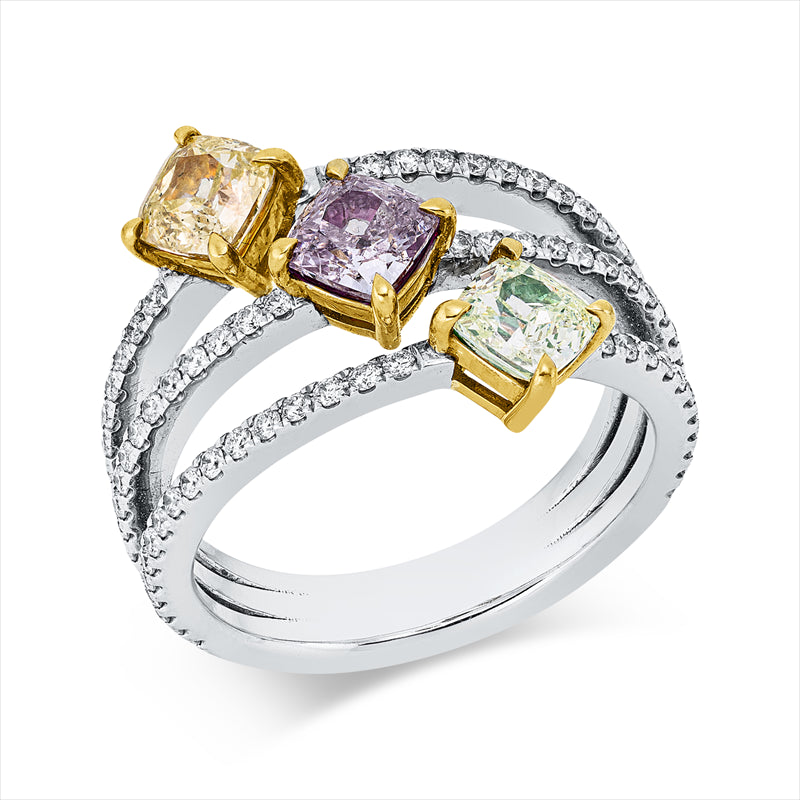 Ring    aus 750/-18 Karat Weißgold / Gelbgold / Rotgold mit 89 Diamanten 2