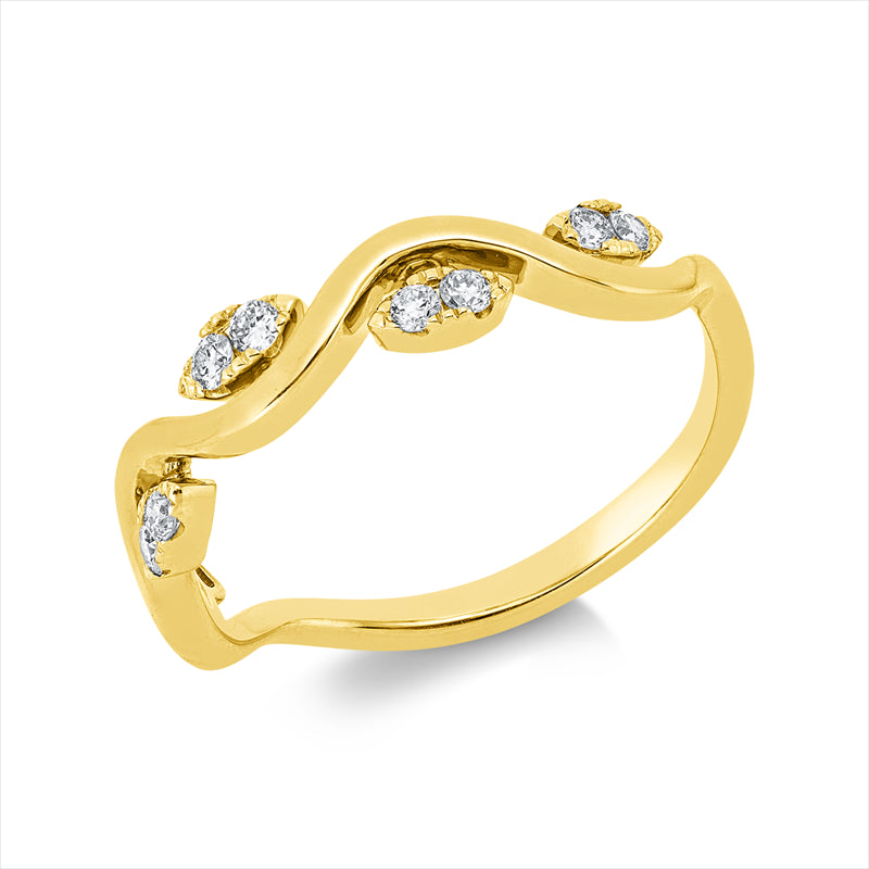 Ring    aus 585/-14 Karat Gelbgold mit 10 Diamanten 0