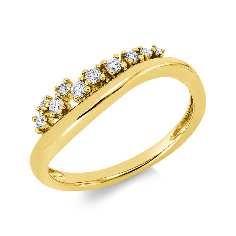Ring    aus 585/-14 Karat Gelbgold mit 10 Diamanten 0