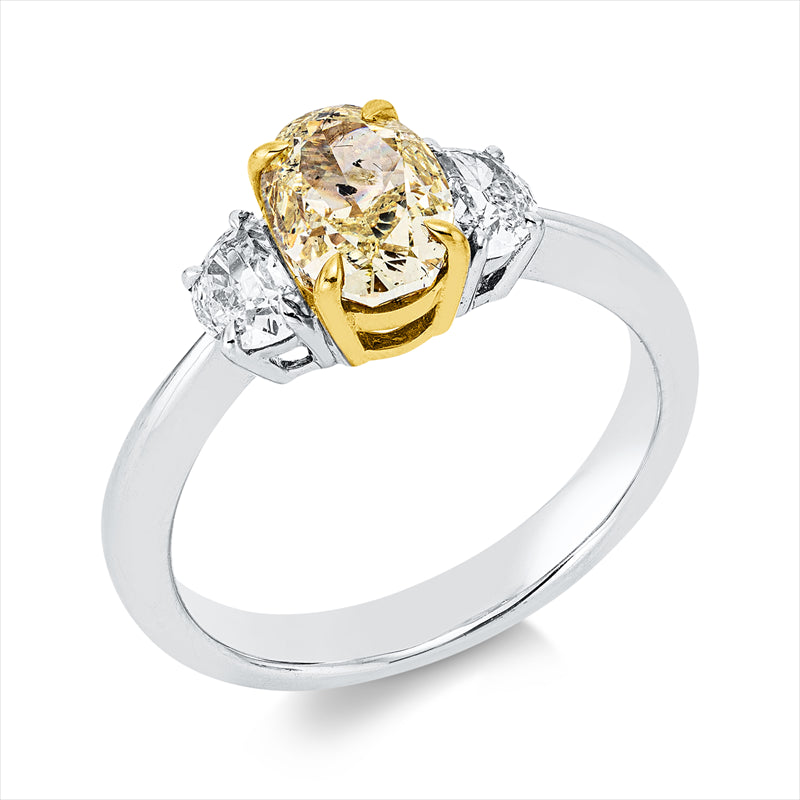 Ring    aus 750/-18 Karat Weißgold / Gelbgold mit 3 Diamanten 2