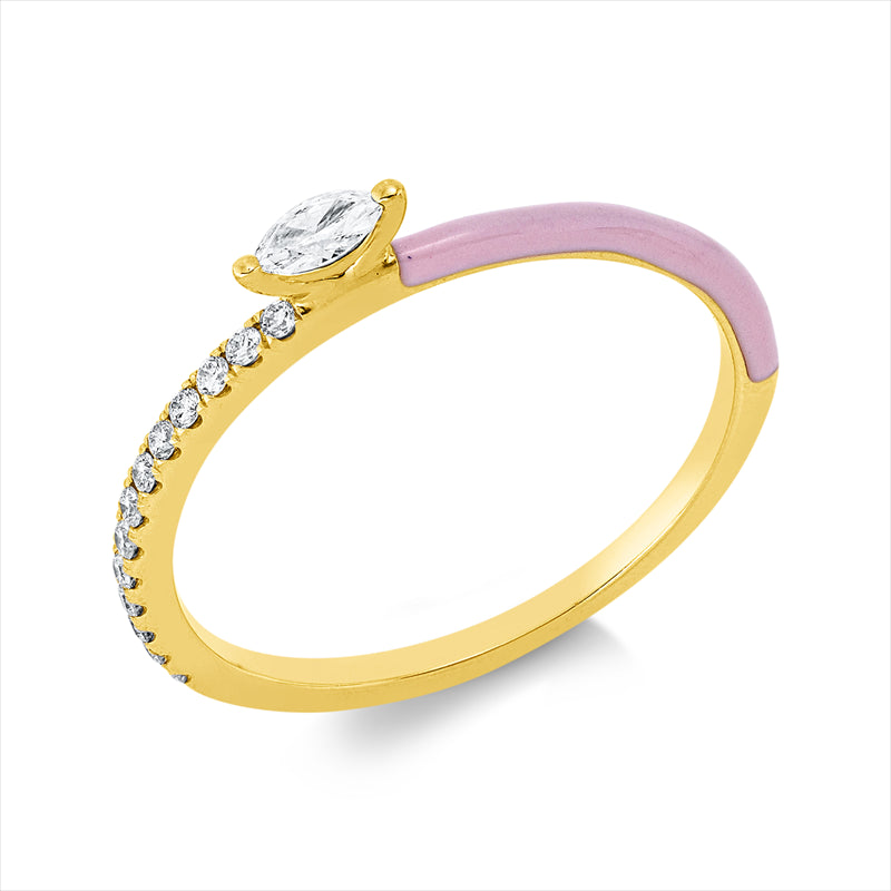 Ring mit Emaille  aus 750/-18 Karat Rotgold mit 14 Diamanten 0