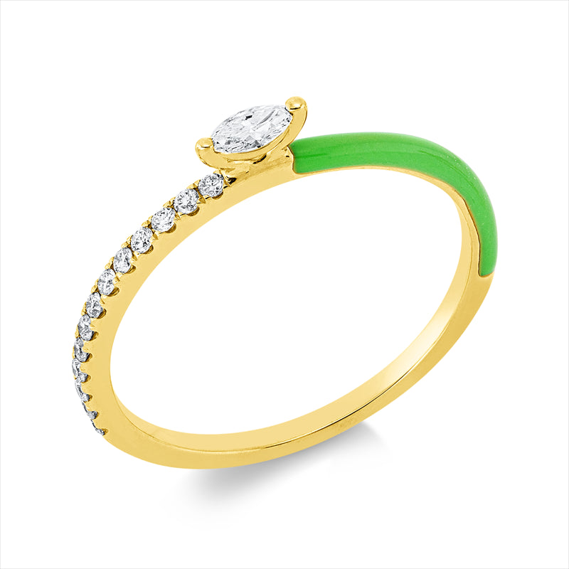 Ring mit Emaille  aus 750/-18 Karat Gelbgold mit 14 Diamanten 0