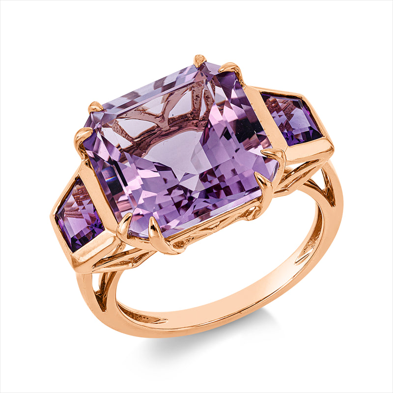 Ring mit Amethyst  aus 750/-18 Karat Rotgold  