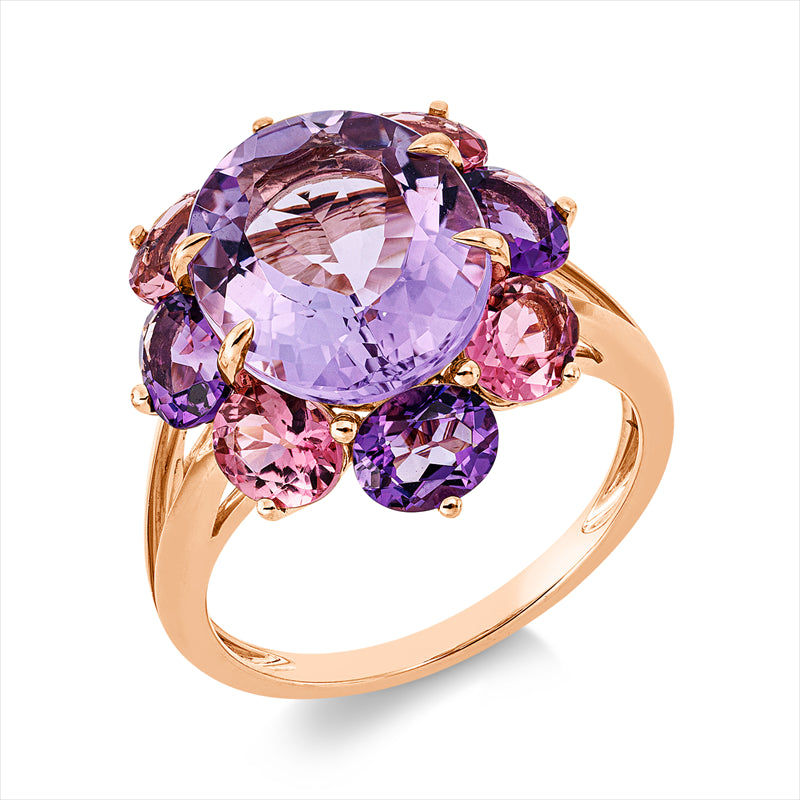 Ring mit Amethyst  aus 750/-18 Karat Rotgold  