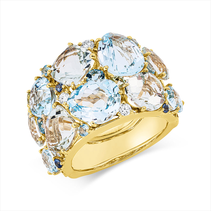 Ring mit Saphir  aus 750/-18 Karat Gelbgold mit 5 Diamanten 0