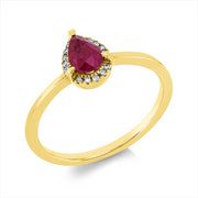 Ring mit Rubin  aus 750/-18 Karat Gelbgold mit 15 Diamanten 0